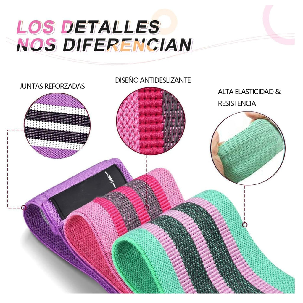 Bandas Elasticas De Tela Set x3 Unidades